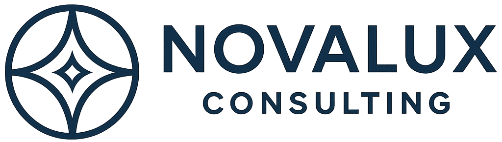 Logo for Novalux Consulting, includes a circle with a stylized star and the company name.